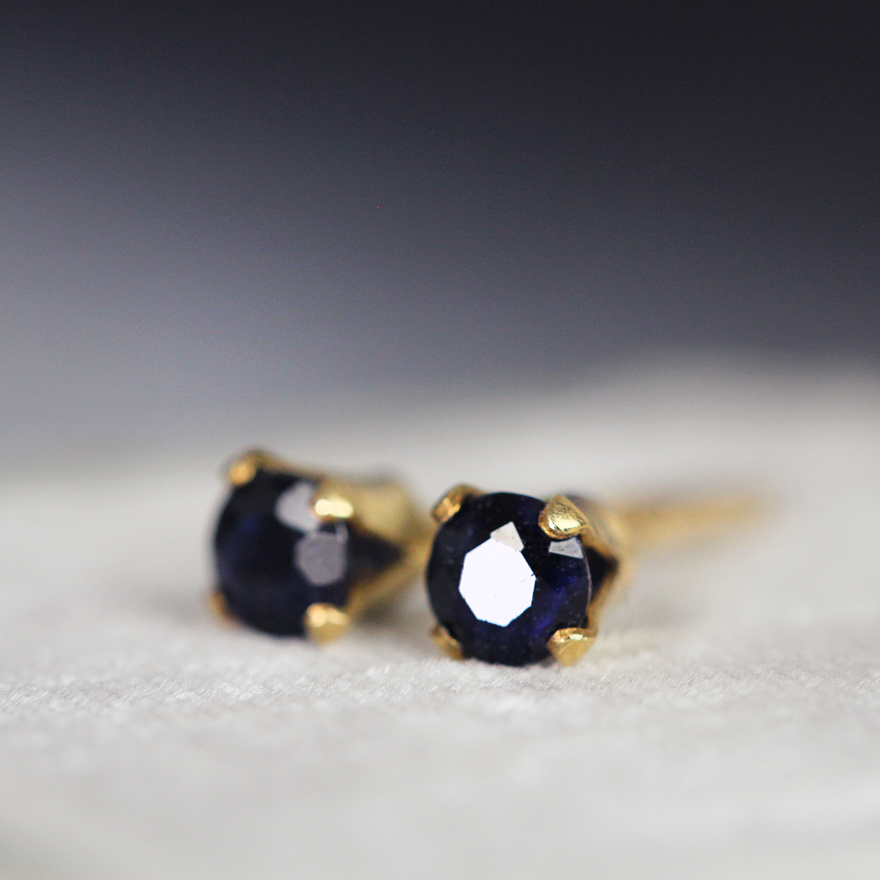Deep Blue Sapphire Stud Earrings