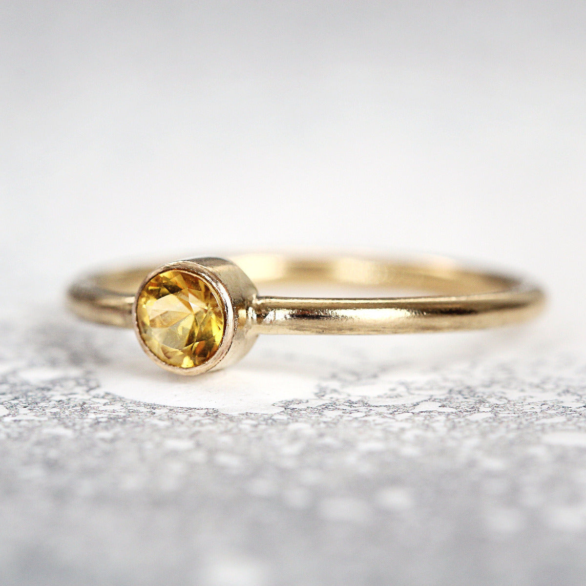 Gold Citrine Ring For Women or Men - Brazilian Citrine Solitaire Ring Gold or Silver - Simple Yellow Citrine Ring - November Birthstone Gift