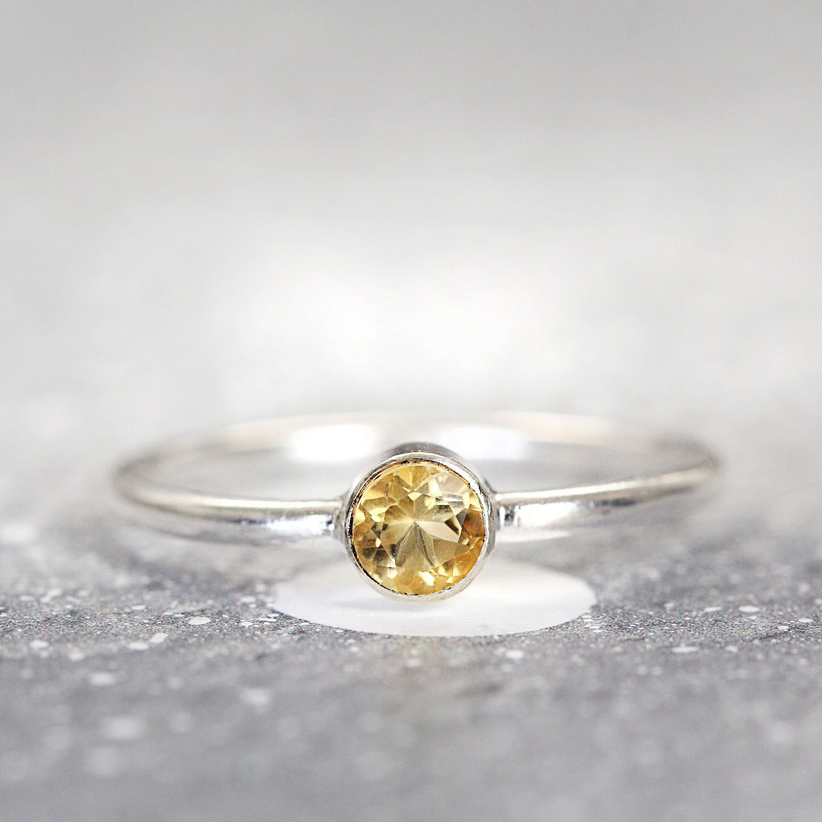 Gold Citrine Ring For Women or Men - Brazilian Citrine Solitaire Ring Gold or Silver - Simple Yellow Citrine Ring - November Birthstone Gift