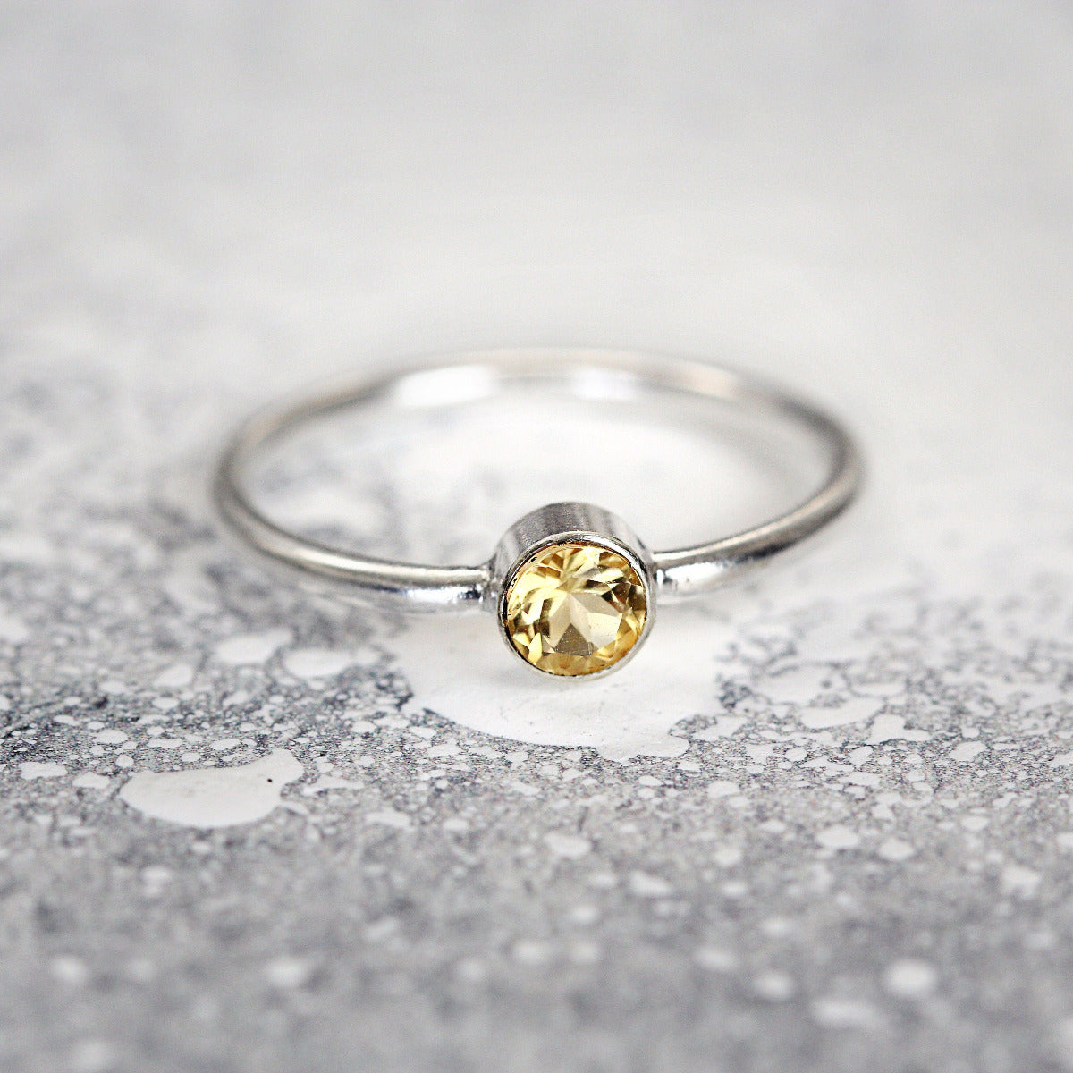 Gold Citrine Ring For Women or Men - Brazilian Citrine Solitaire Ring Gold or Silver - Simple Yellow Citrine Ring - November Birthstone Gift