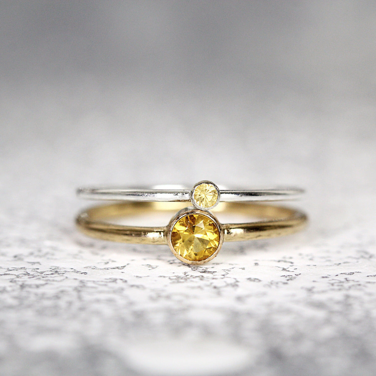 Gold Citrine Ring For Women or Men - Brazilian Citrine Solitaire Ring Gold or Silver - Simple Yellow Citrine Ring - November Birthstone Gift