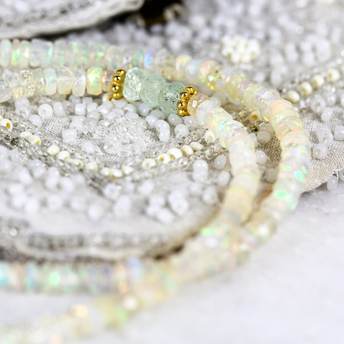 Emerald & Opal Necklace - Precious Stone Necklace - Opal Necklace - May October Birthstone, Precious Stone Jewelry - Mixed Gemstone Necklace