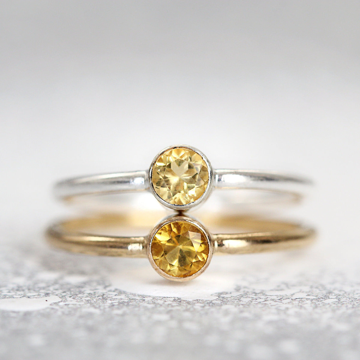 Gold Citrine Ring For Women or Men - Brazilian Citrine Solitaire Ring Gold or Silver - Simple Yellow Citrine Ring - November Birthstone Gift