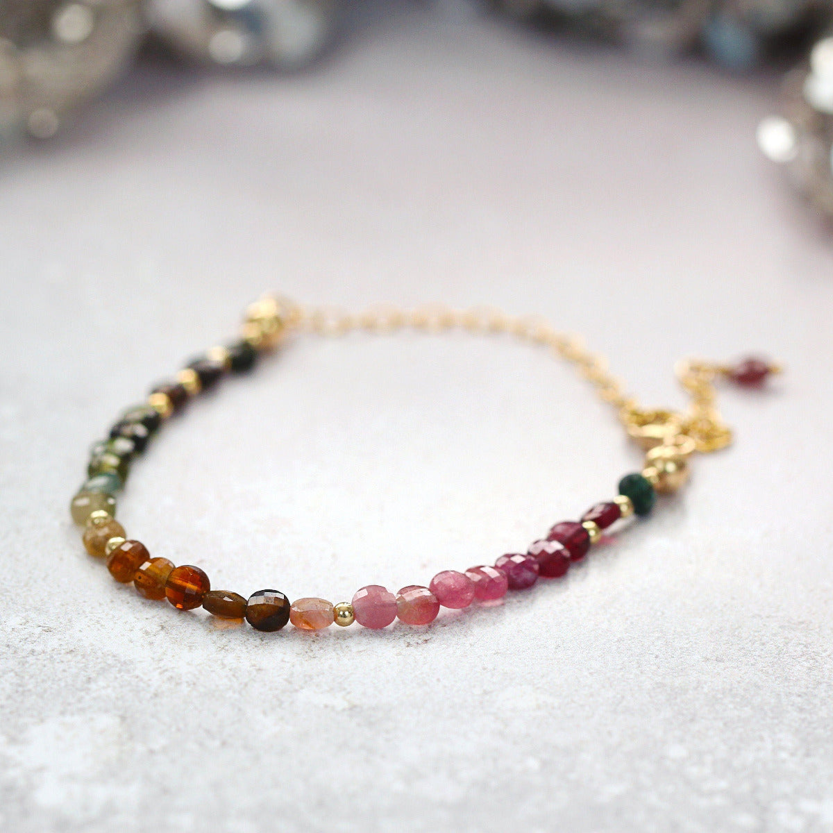 Tourmaline Bracelet - October Birthstone Bracelet Gift - Multi Tourmaline Jewelry - Multi Colour Bracelet - Colourful Gemstone Bead Bracelet
