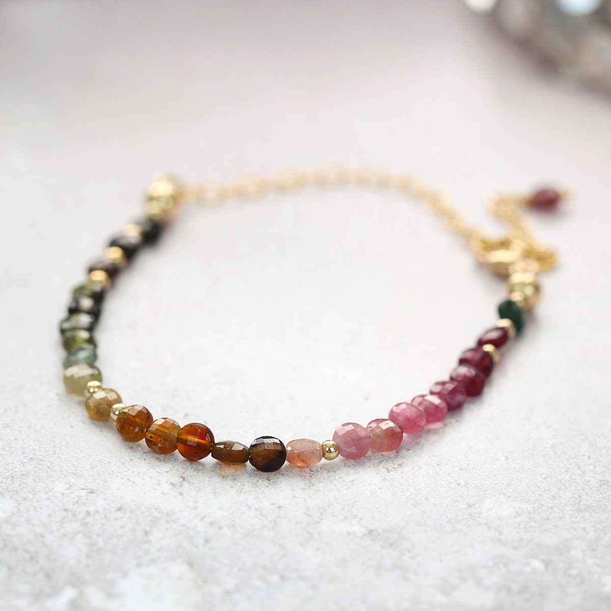 Tourmaline Bracelet - October Birthstone Bracelet Gift - Multi Tourmaline Jewelry - Multi Colour Bracelet - Colourful Gemstone Bead Bracelet