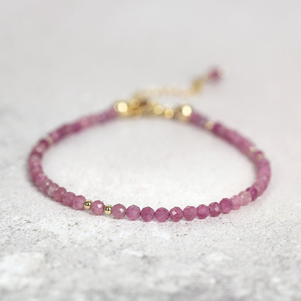 Pink Tourmaline Bracelet, Rose Gold Silver - October Birthstone Gift Women Girl - Dainty Pink Gemstone Bracelet for Confidence & Compassion