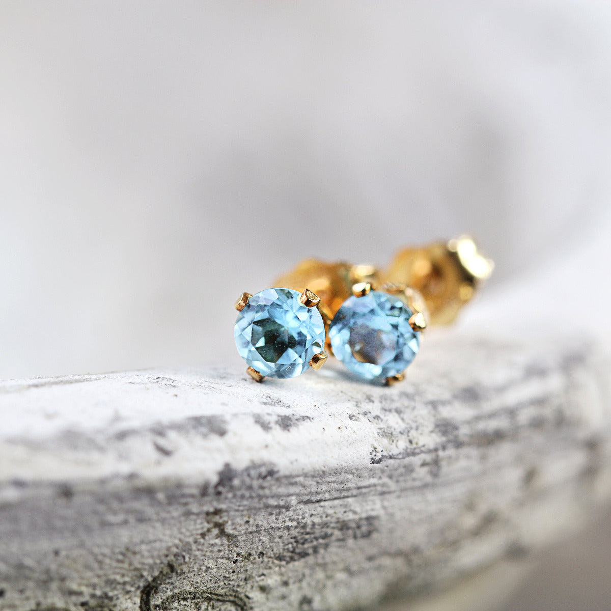 Swiss Blue Topaz Earrings - Blue Topaz Studs - November & December Birthstone - Swiss Blue Topaz Jewelry - Gift for Teacher - Blue Earrings