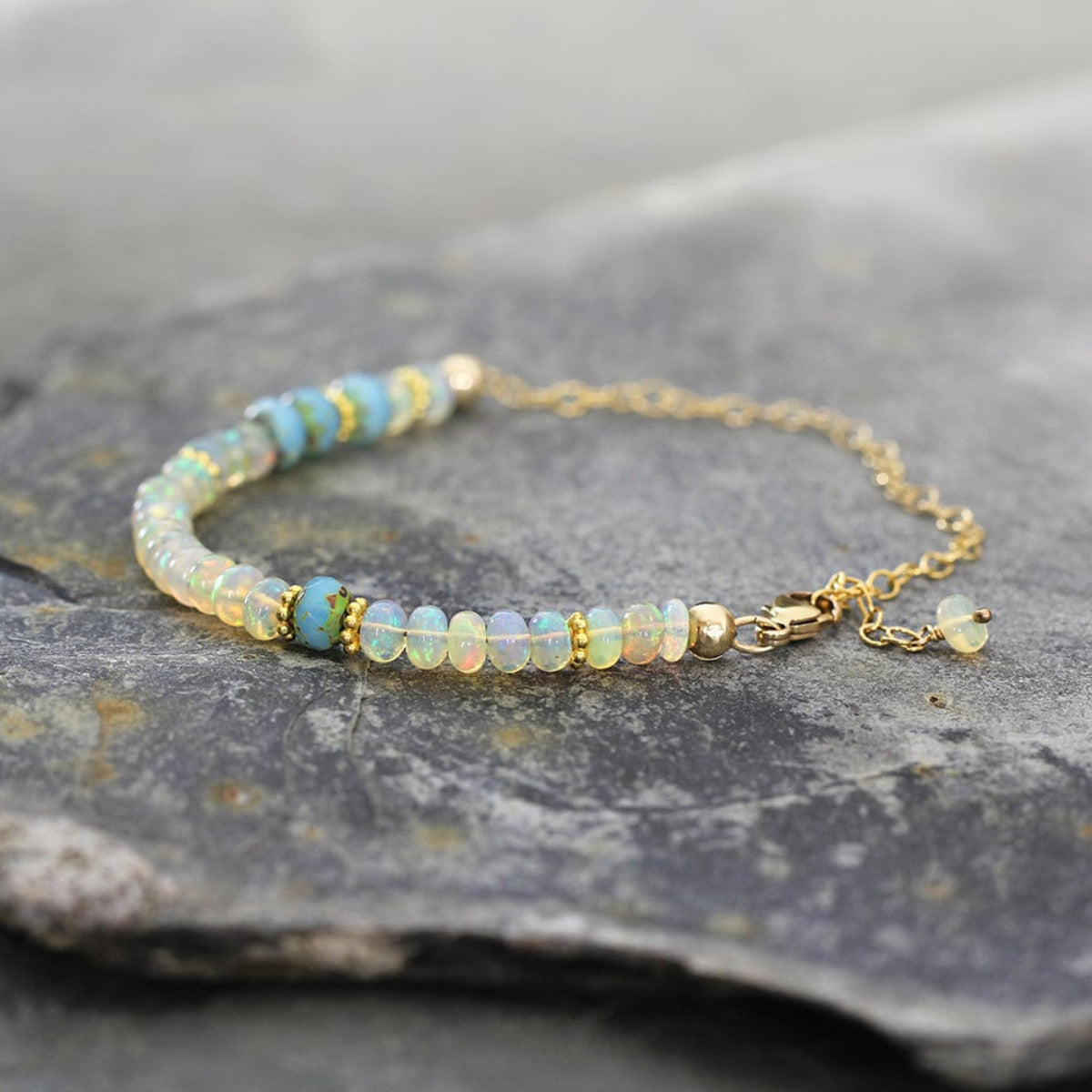 White Opal Bracelet - Iridescent Gemstone Bracelet - October Birthstone Bracelet - Opal Jewelry For Women - Fine jewelry Gift For Her
