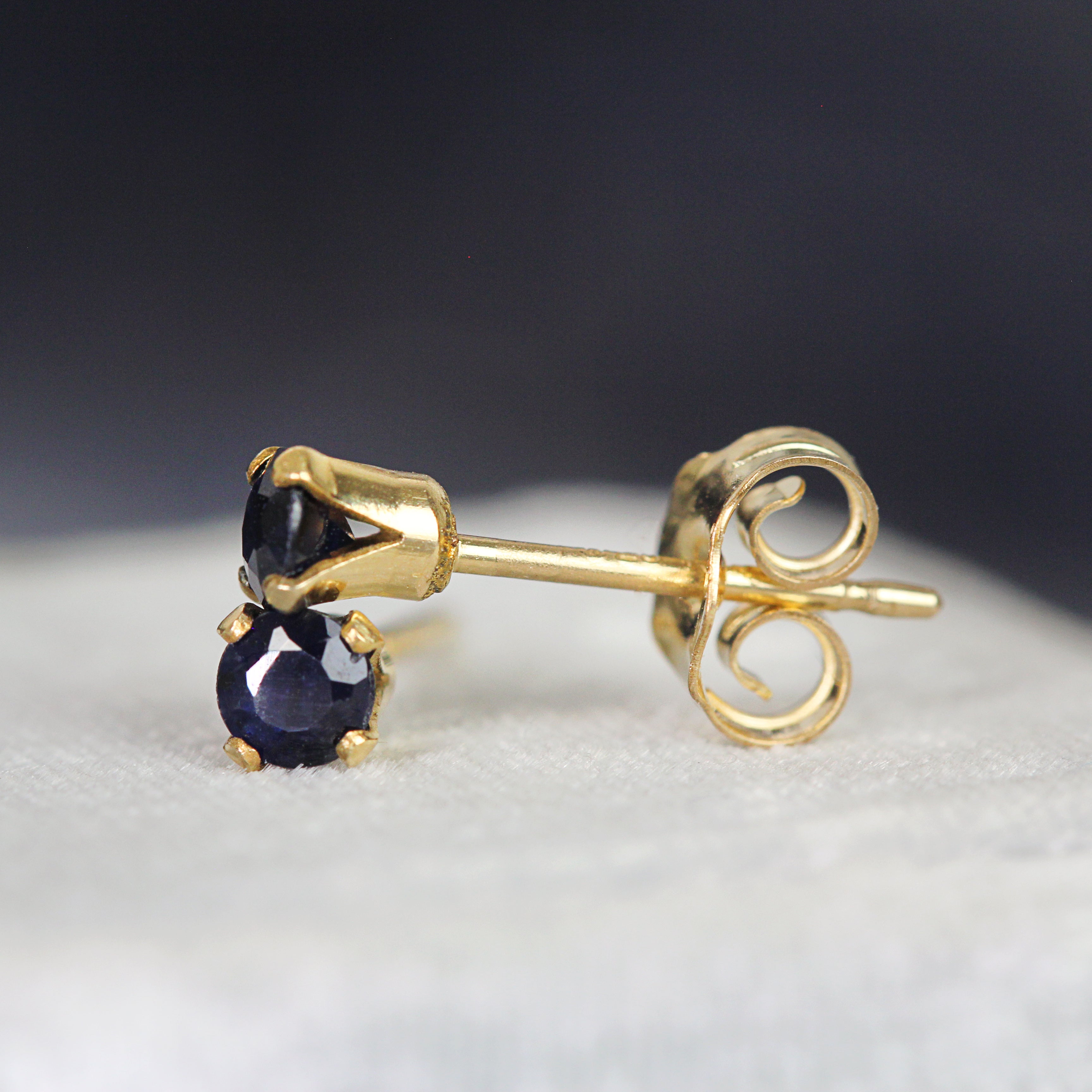 Deep Blue Sapphire Stud Earrings