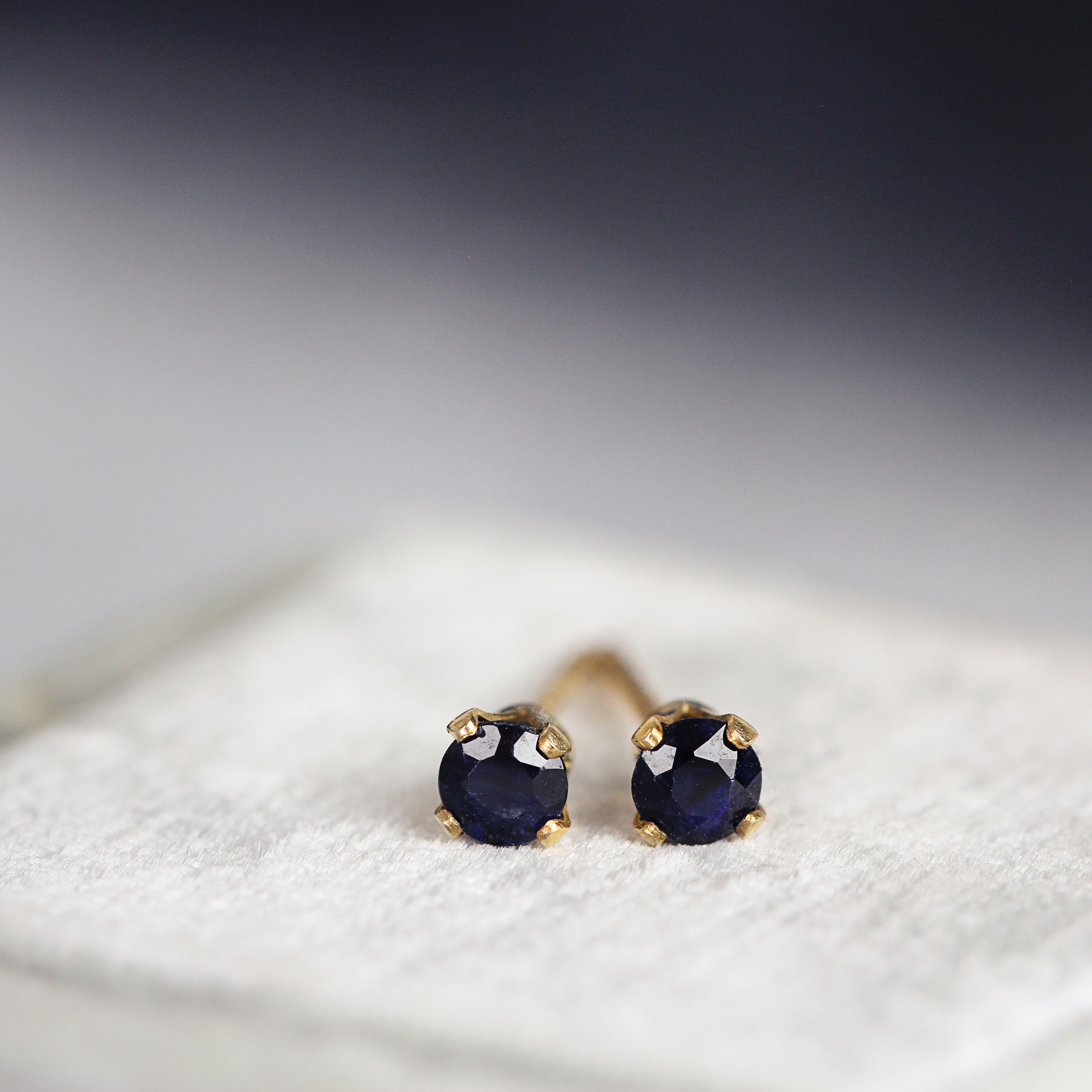 Deep Blue Sapphire Stud Earrings