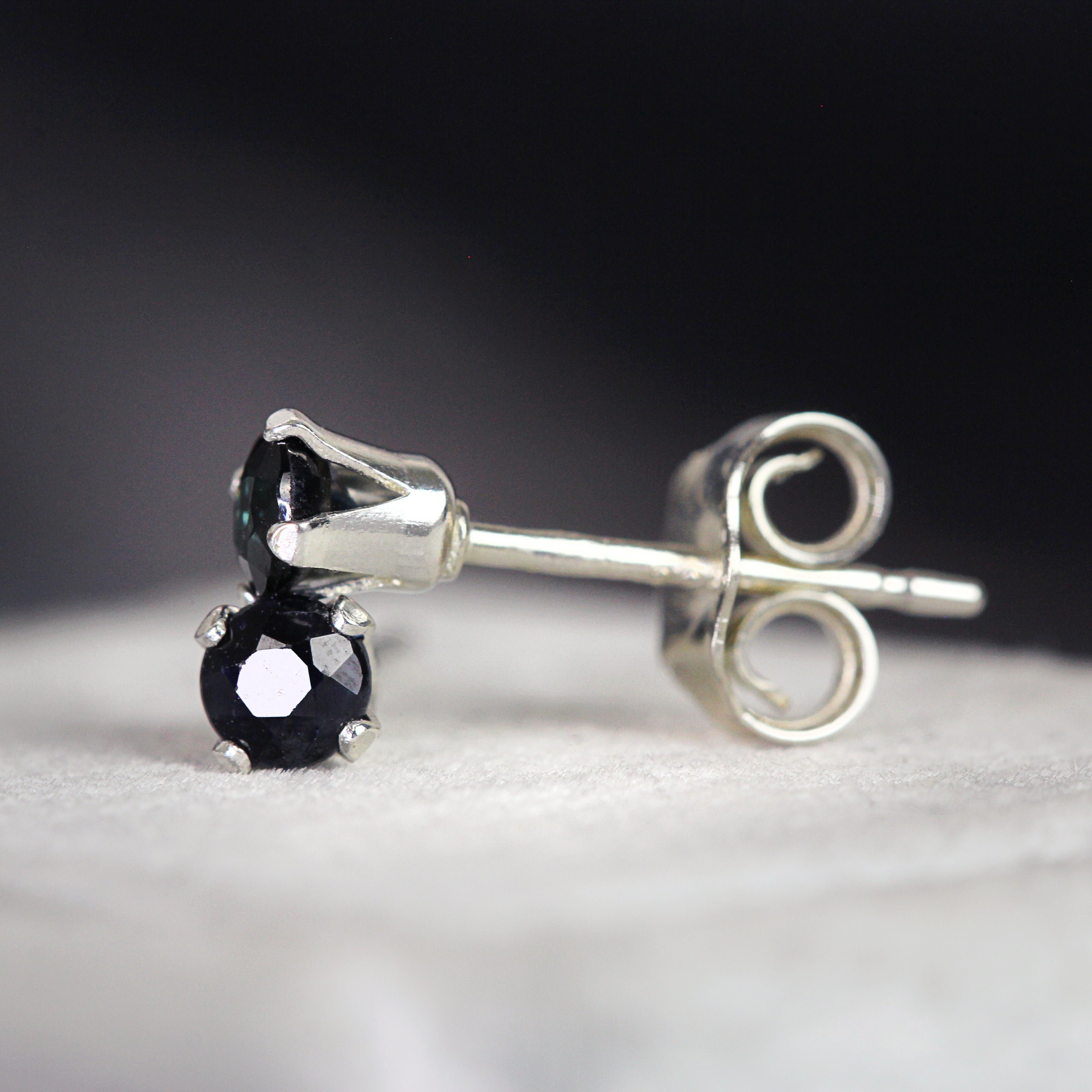 Deep Blue Sapphire Stud Earrings
