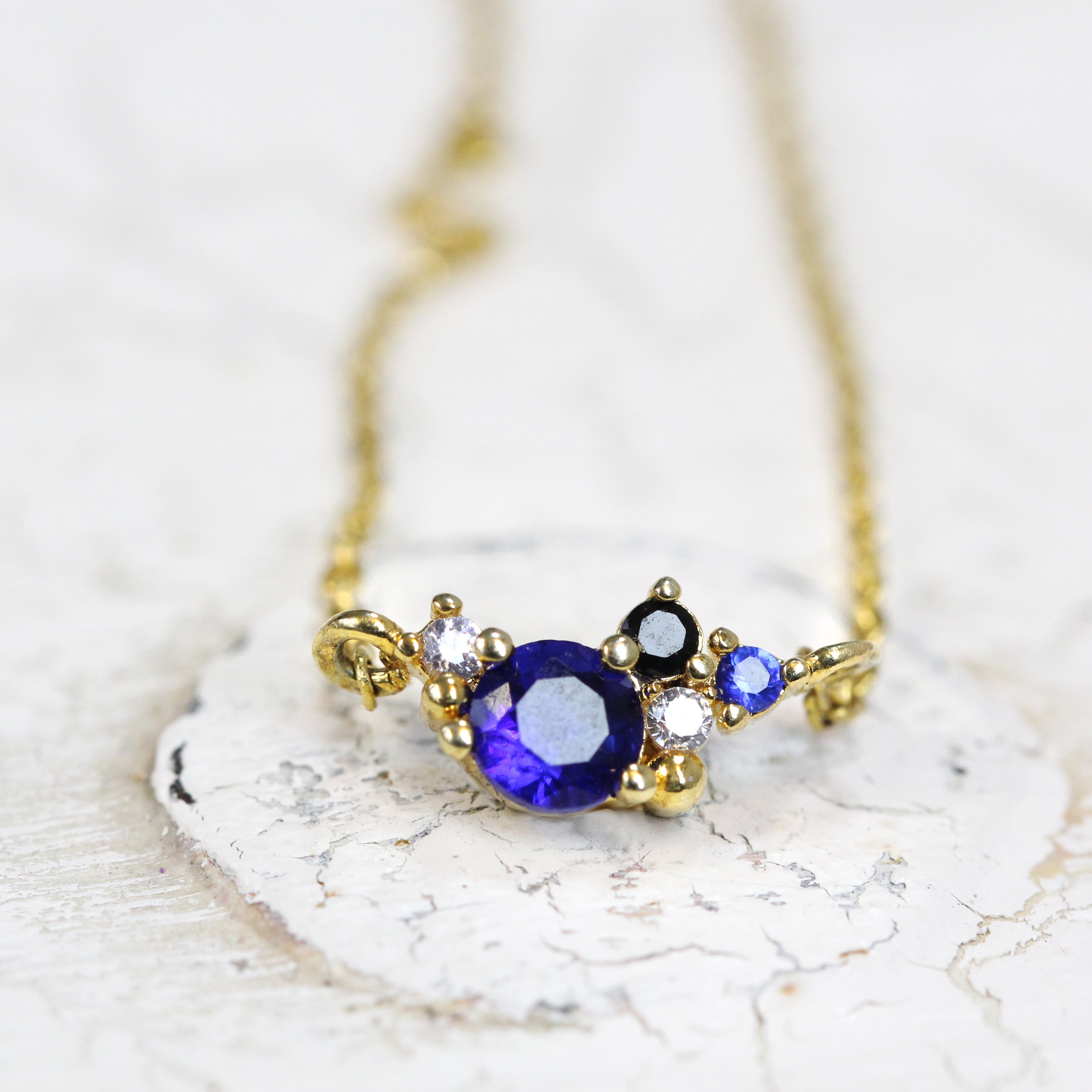 CZ September Birthstone Cluster Stud Earrings Gold