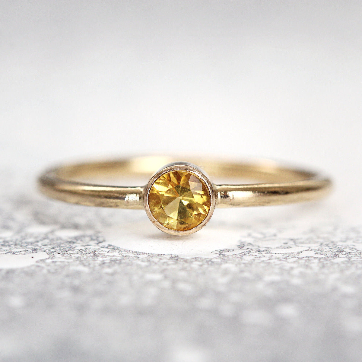 Citrine Ring Silver or Gold, Genuine Yellow Citrine Jewelry, Simple November Birthstone Ring, Mother Daughter Rings