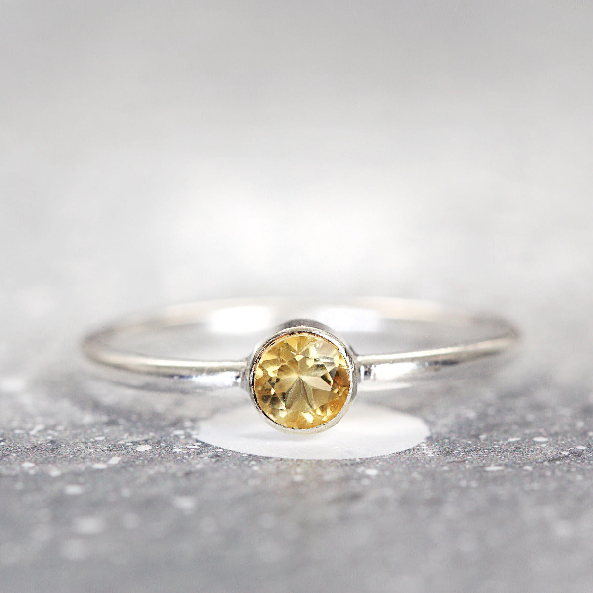 Citrine Ring Silver or Gold, Genuine Yellow Citrine Jewelry, Simple November Birthstone Ring, Mother Daughter Rings