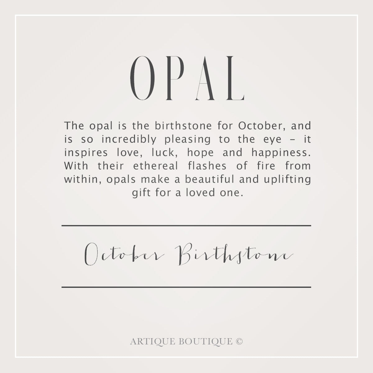 Opal information card with text on a light gray background