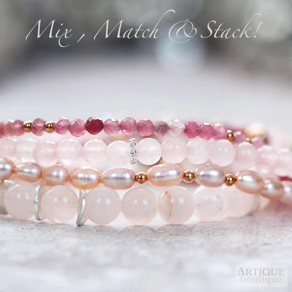 Pink Tourmaline Bracelet, Rose Gold Silver - October Birthstone Gift Women Girl - Dainty Pink Gemstone Bracelet for Confidence & Compassion