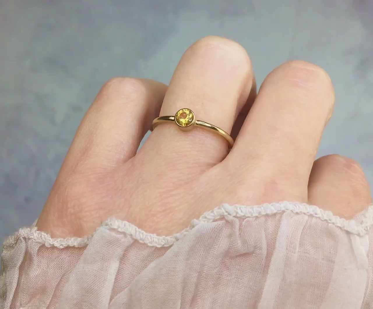 Gold Citrine Ring For Women or Men - Brazilian Citrine Solitaire Ring Gold or Silver - Simple Yellow Citrine Ring - November Birthstone Gift