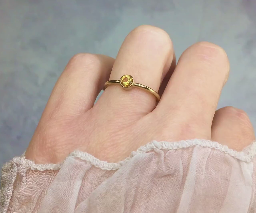 Gold Citrine Ring For Women or Men - Brazilian Citrine Solitaire Ring Gold or Silver - Simple Yellow Citrine Ring - November Birthstone Gift