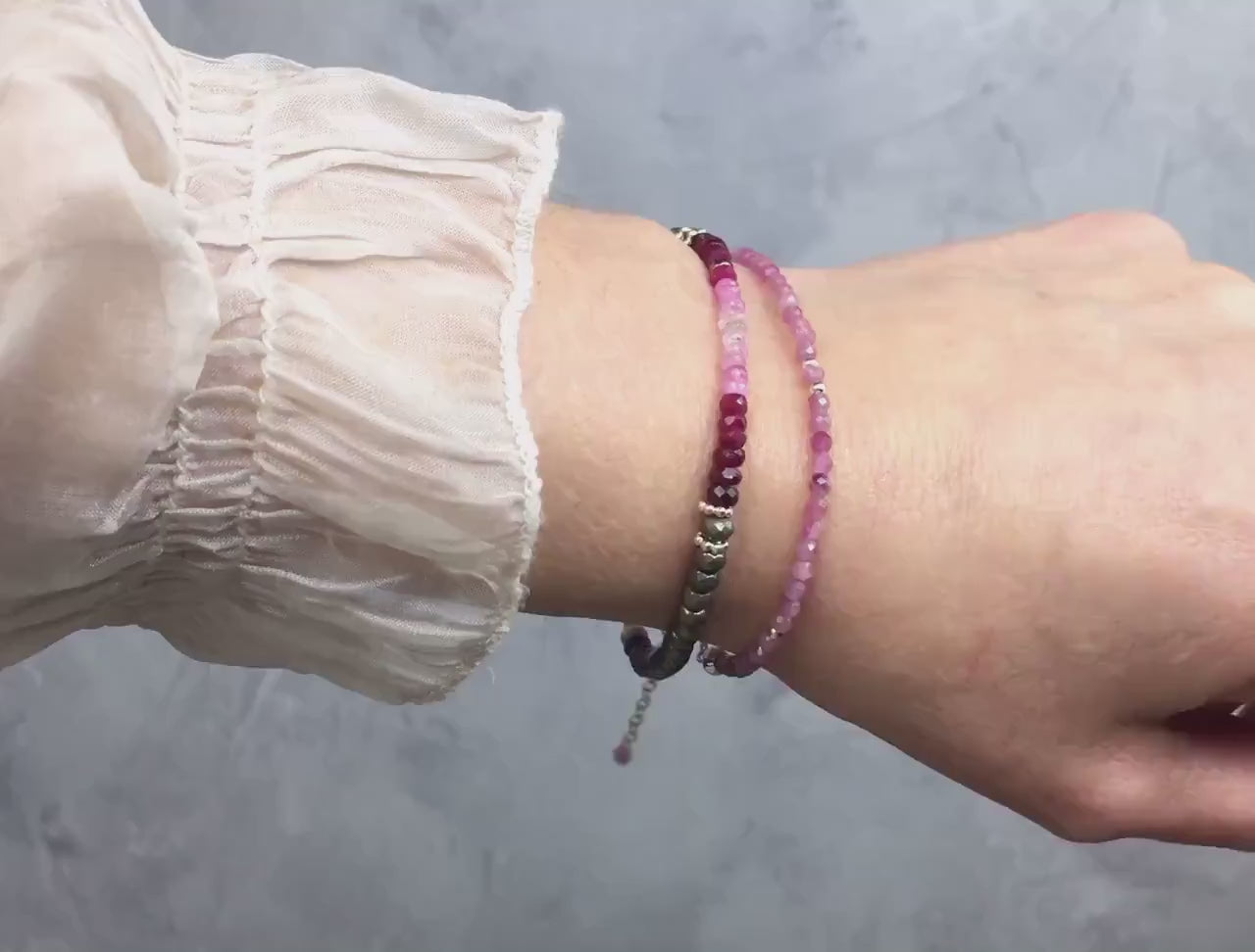 Pink Tourmaline Bracelet, Rose Gold Silver - October Birthstone Gift Women Girl - Dainty Pink Gemstone Bracelet for Confidence & Compassion