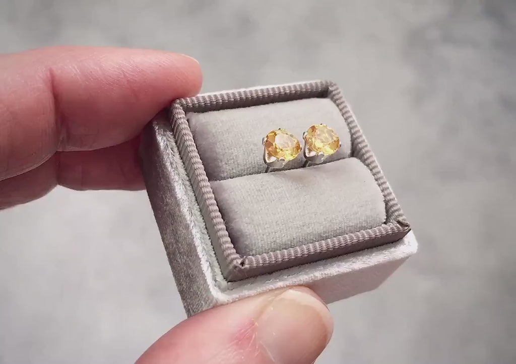 Citrine Stud Earrings - Citrine Earrings - Sterling Silver Studs - Dainty Stud Earrings - November Birthstone - Citrine Studs