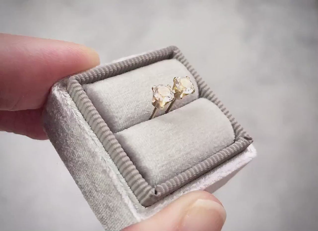 White Topaz Studs - November Birthday - 4mm Stud Earrings - Post Earrings - Unisex Earrings - Silver Earrings - Jewelry Gift