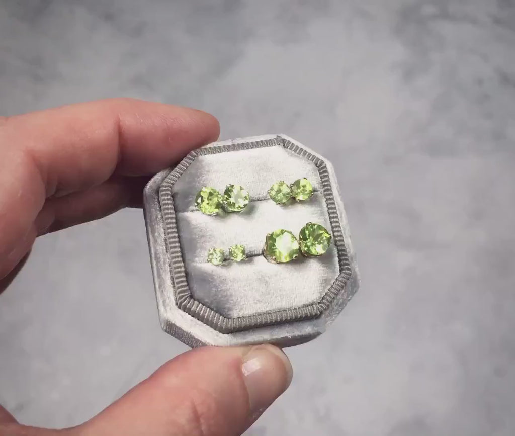 Peridot Ear Studs - Silver Stud Earrings - August Birthstone Jewelry - Green Peridot Earrings - Small Stud Earrings