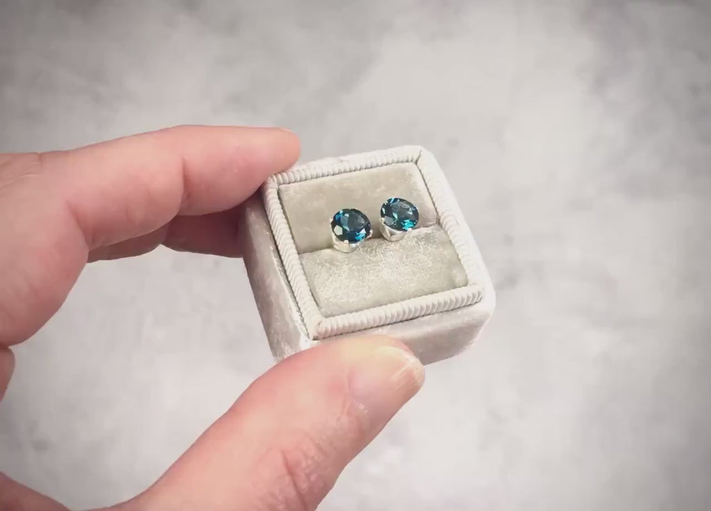 London Blue Topaz Earrings - Blue Topaz Stud Earrings - Blue Topaz Jewelry - Blue Topaz Birthstone Earrings - November / December Birthstone