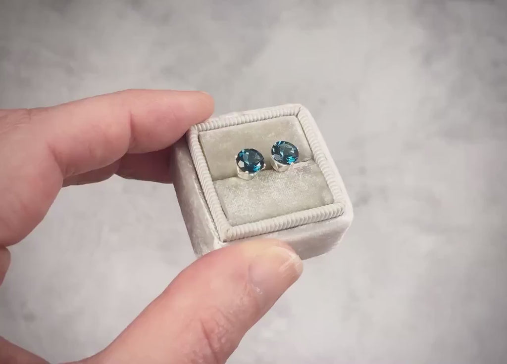 Silver Blue Topaz Stud Earrings - London Blue Topaz Studs - Earrings For Sister - November / December Birthstone Gift - Earrings For Artists