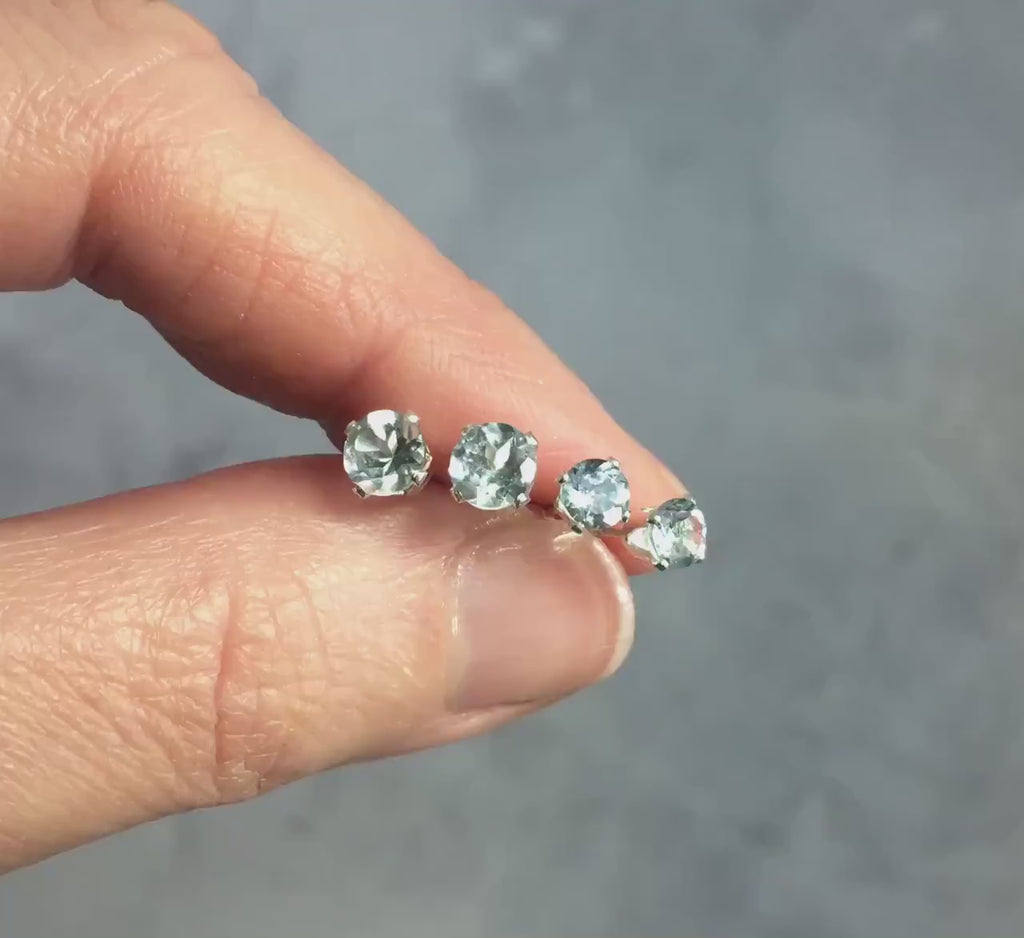 Aquamarine Stud Earrings - Silver Stud Earrings - Aquamarine Studs - March Birthstone Earrings - Birthstone Jewelry - Gemstone Stud Earrings