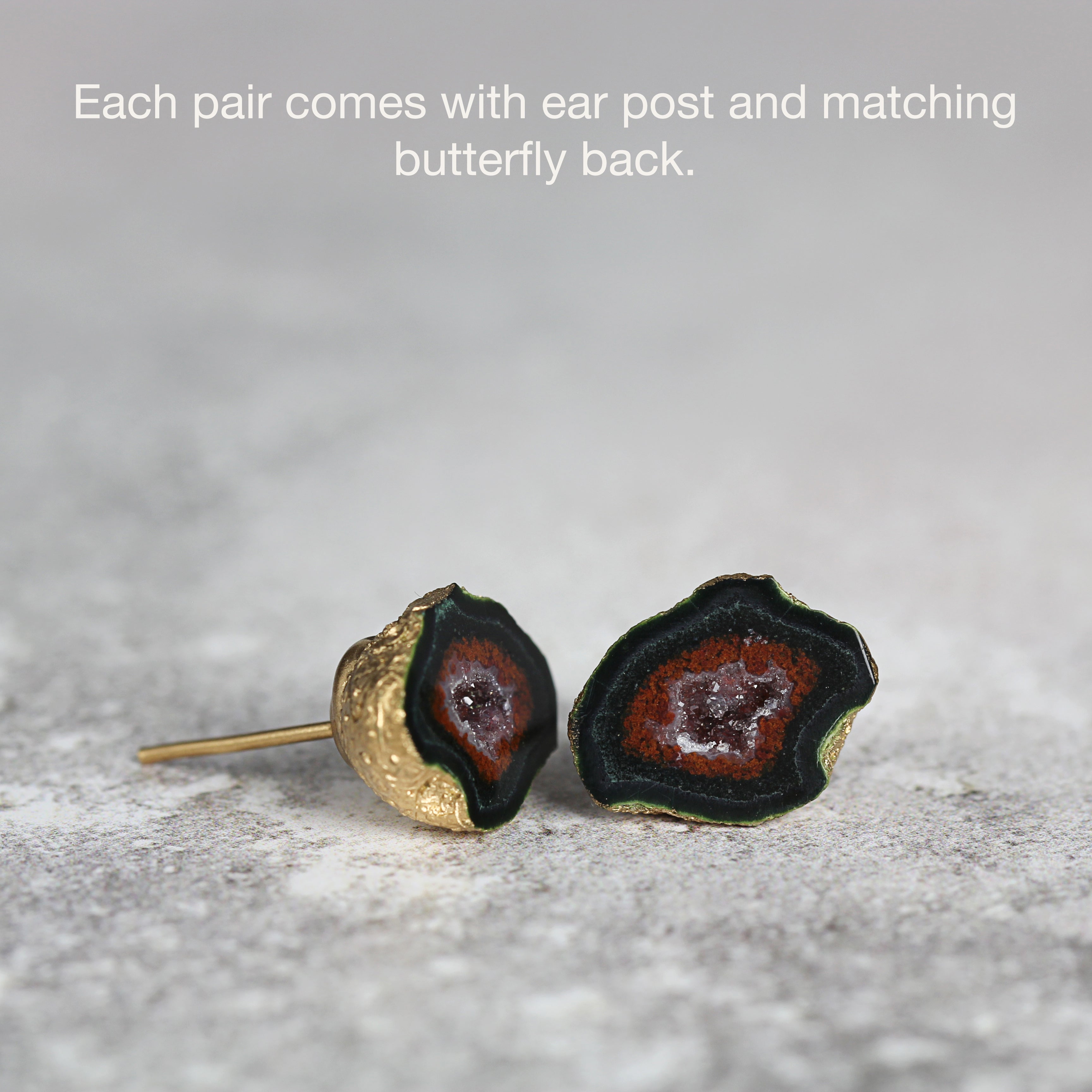 Raw Geode Stud Earrings